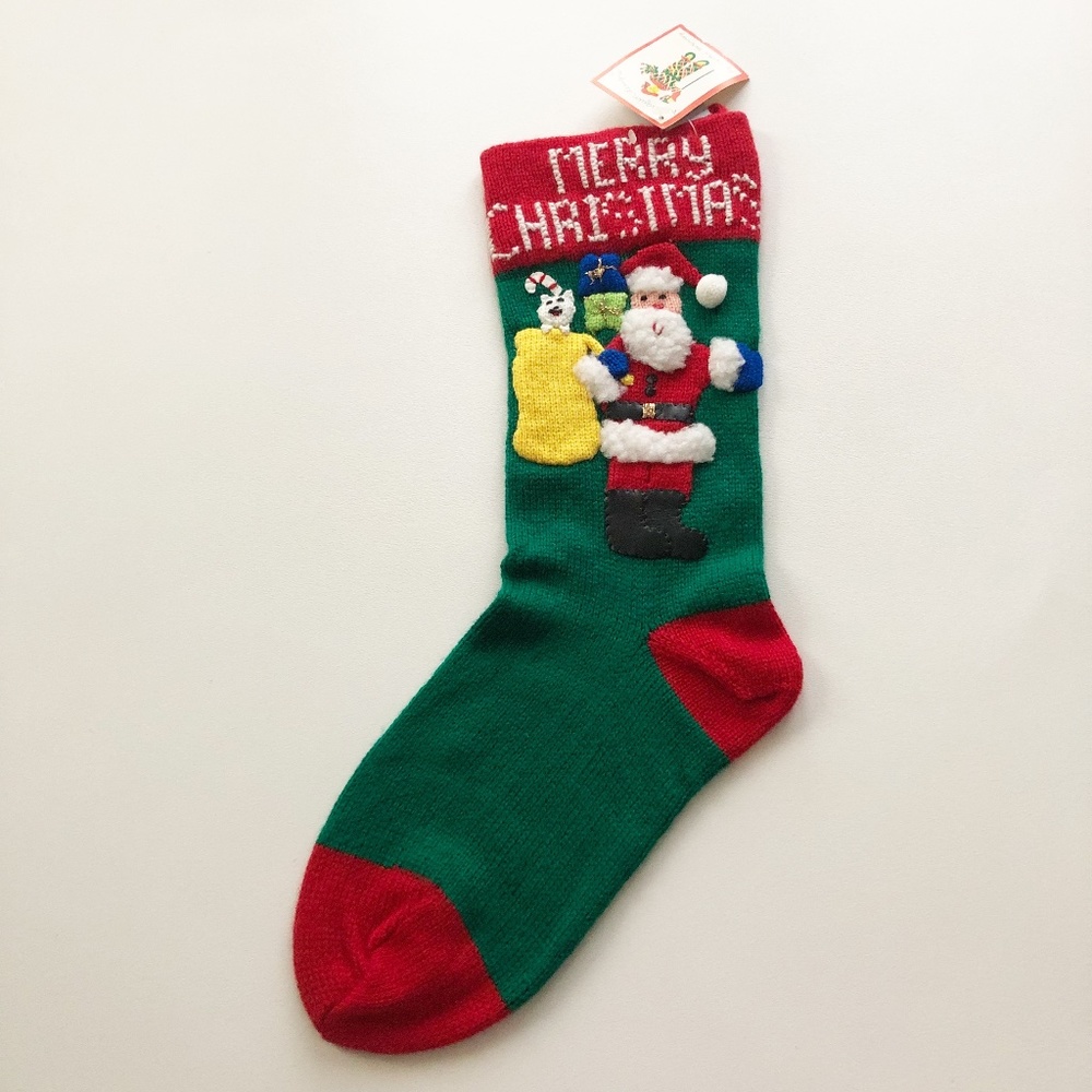 VTG Harlequin Designs Christmas Stocking Santa w Toy Sack Cynthia McKinney NWT